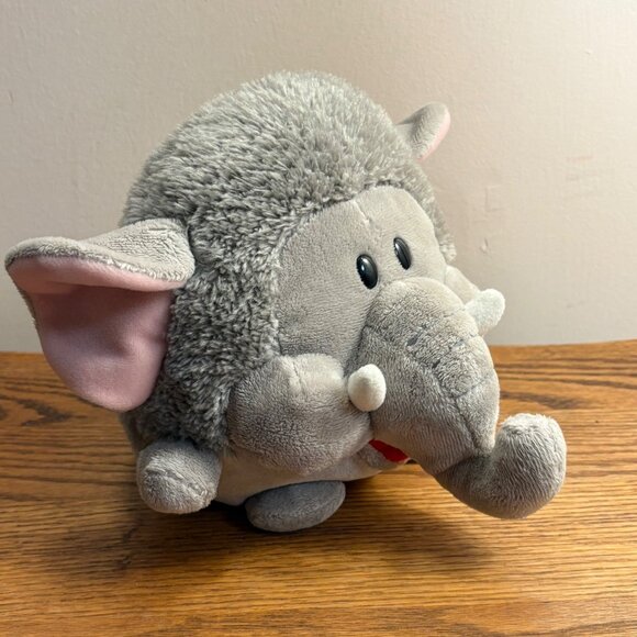 Russ Plush Elephant Round Ball 9" Gray & Pink Soft Stuffed Animal Vintage - Picture 2 of 7